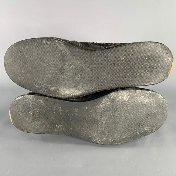 JULIUS_7 Size 9.5 Black Distressed Roughout Leather Wedge Boots - Picture 6 of 8